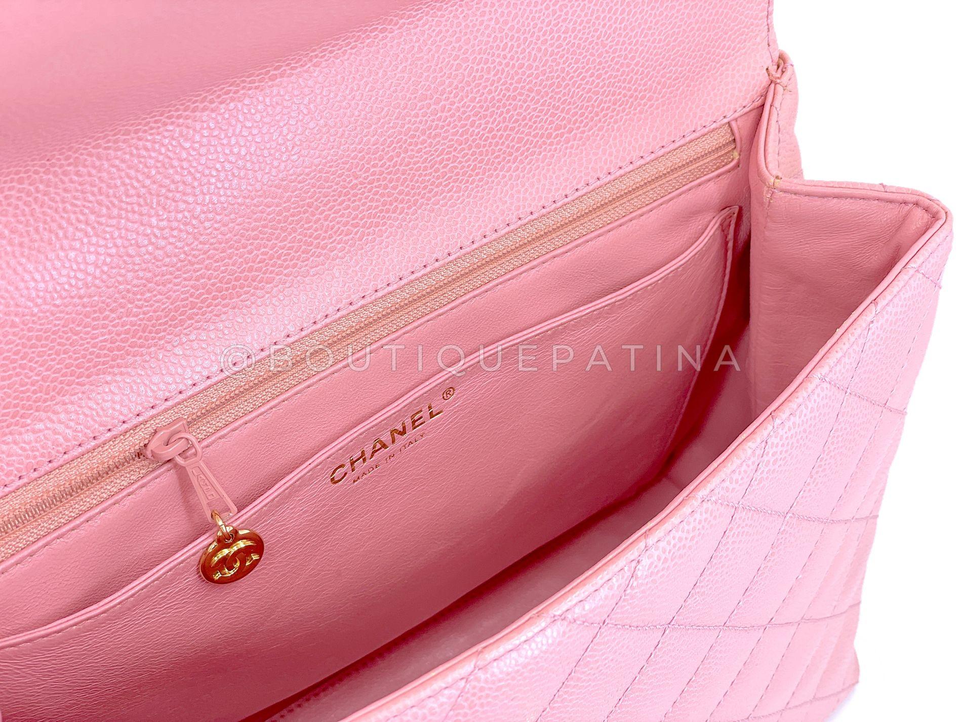 Chanel 2004 Vintage Sakura Pink Caviar Kelly Flap Bag 24k GHW 68948 en vente 6