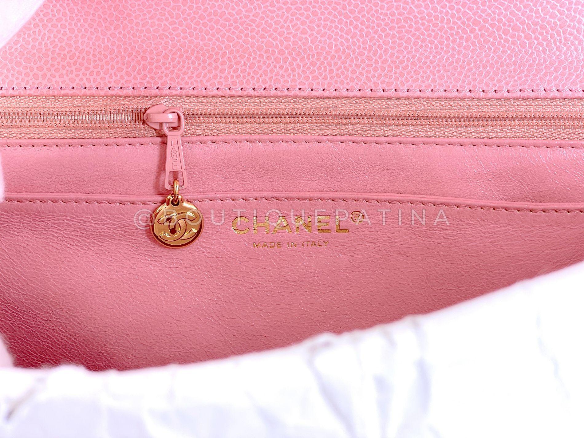 Chanel 2004 Vintage Sakura Pink Caviar Kelly Flap Bag 24k GHW 68948 en vente 7