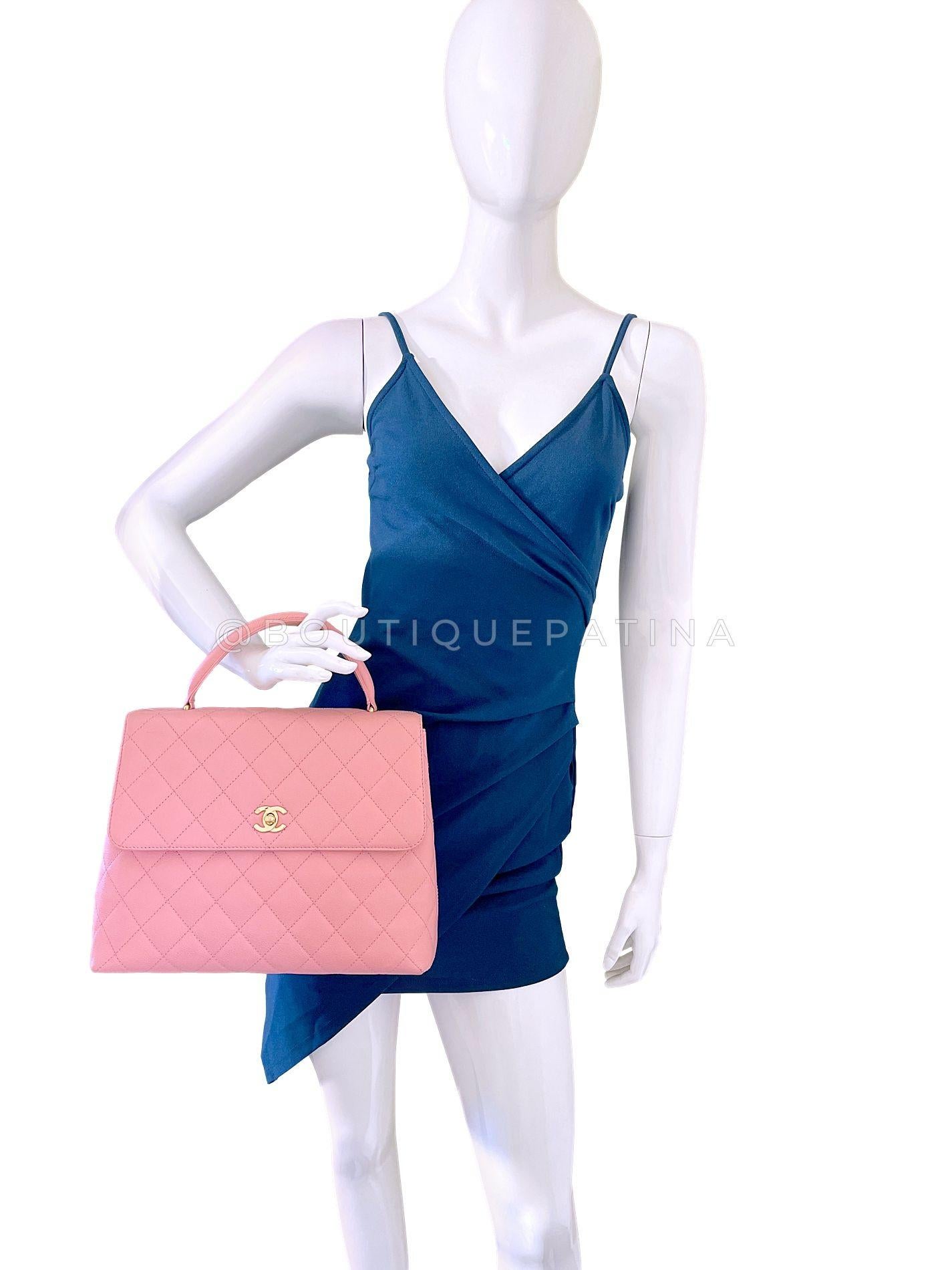 Chanel 2004 Vintage Sakura Pink Caviar Kelly Flap Bag 24k GHW 68948 en vente 9
