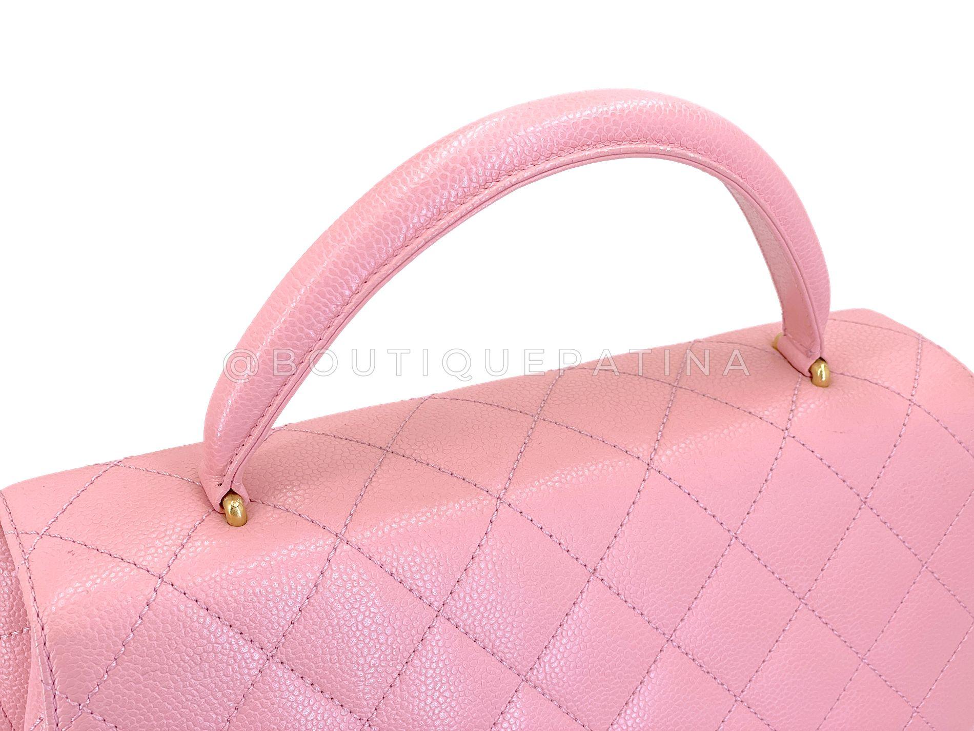 Rose Chanel 2004 Vintage Sakura Pink Caviar Kelly Flap Bag 24k GHW 68948 en vente