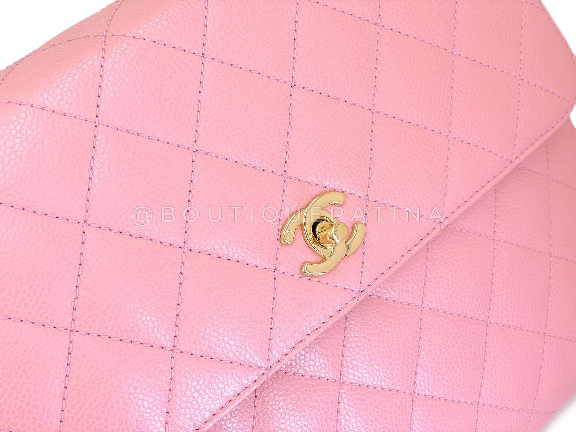 Chanel 2004 Vintage Sakura Pink Caviar Kelly Flap Bag 24k GHW 68948 en vente 3