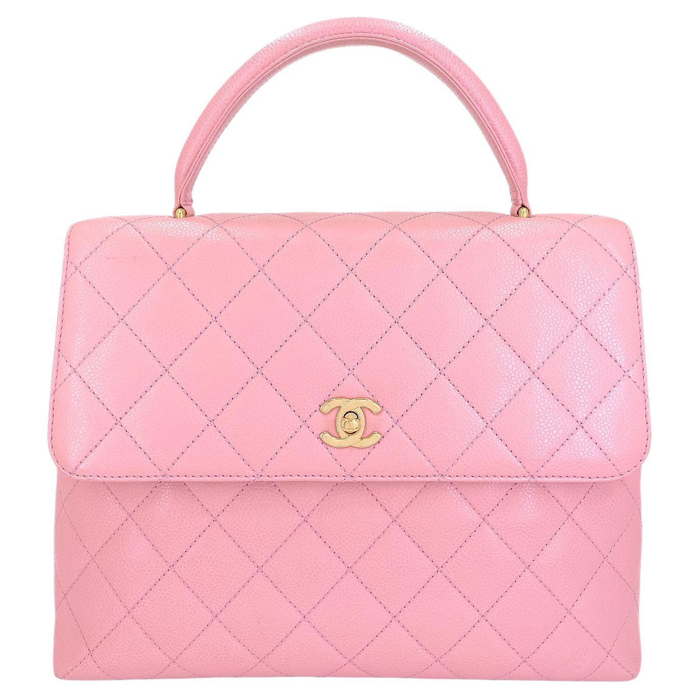 Chanel 2004 Vintage Sakura Pink Caviar Kelly Flap Bag 24k GHW 68948