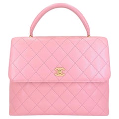 Chanel 2004 Vintage Sakura Pink Caviar Kelly Flap Bag 24k GHW 68948