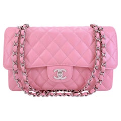 Chanel 2004 Vintage Sakura Pink Caviar Medium Classic Double Flap Bag SHW 68532