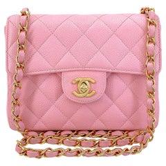 Chanel 2004 Vintage Sakura Pink Square Mini Flap Bag 24k GHW 67727