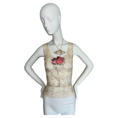 CHANEL 2004 Vintage Sheer Lace Embellished Ice Cream Martini Blouse