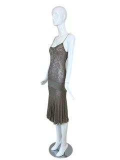 CHANEL 2004 Vintage Silver Metallic Knee Length Dress
