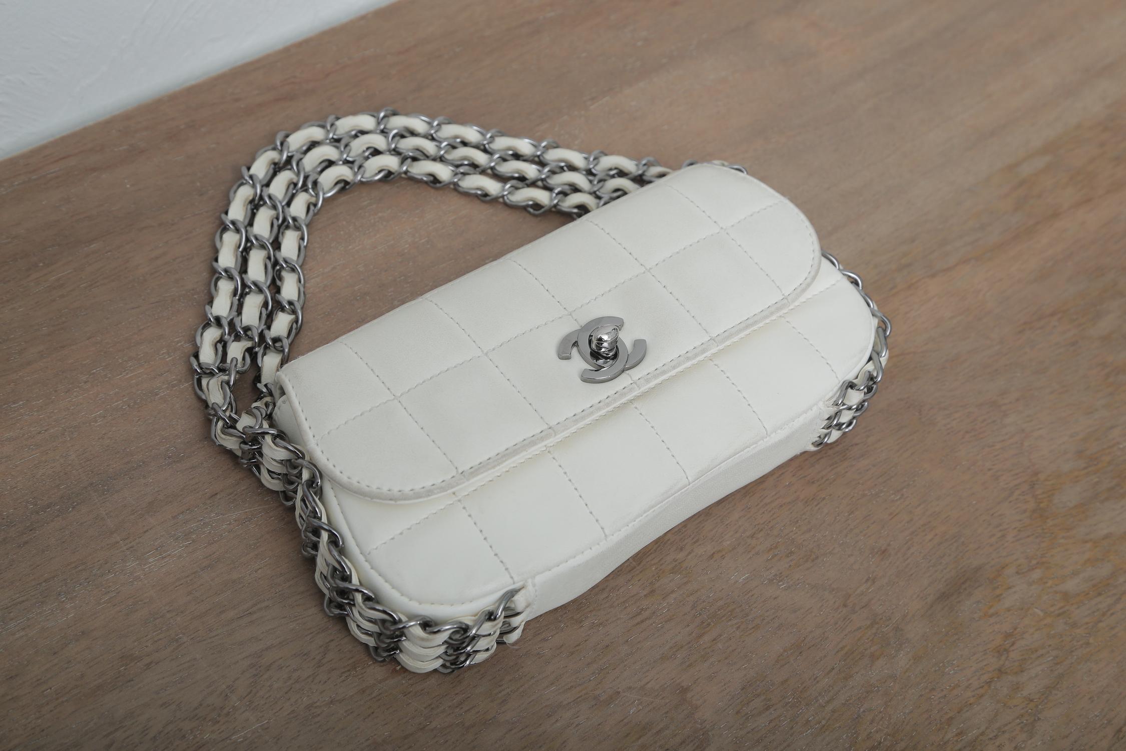 Chanel  2004 White Lambskin Mini Chain around lap Bag 1
