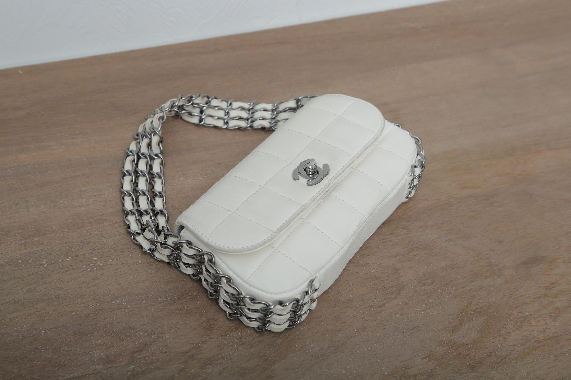 Chanel  2004 White Lambskin Mini Chain around lap Bag 4