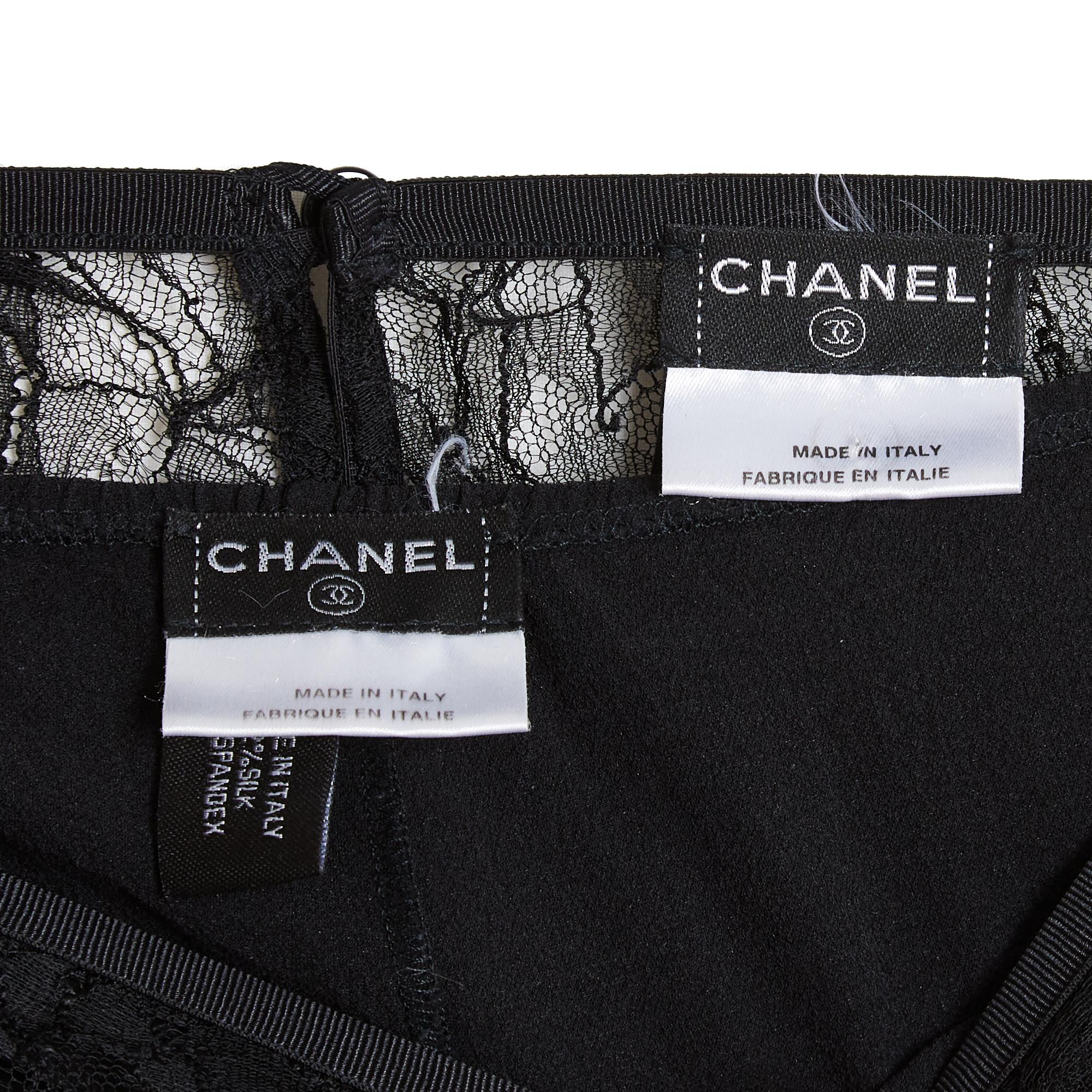 Chanel 2004C Pantalon Dentelle FR38 Schwarze Spitzenhose und Seiden Shorty M US28 2