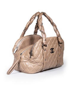Chanel 2005-2006 Brown Lambskin Quilted Lady Braid Bowler Bag