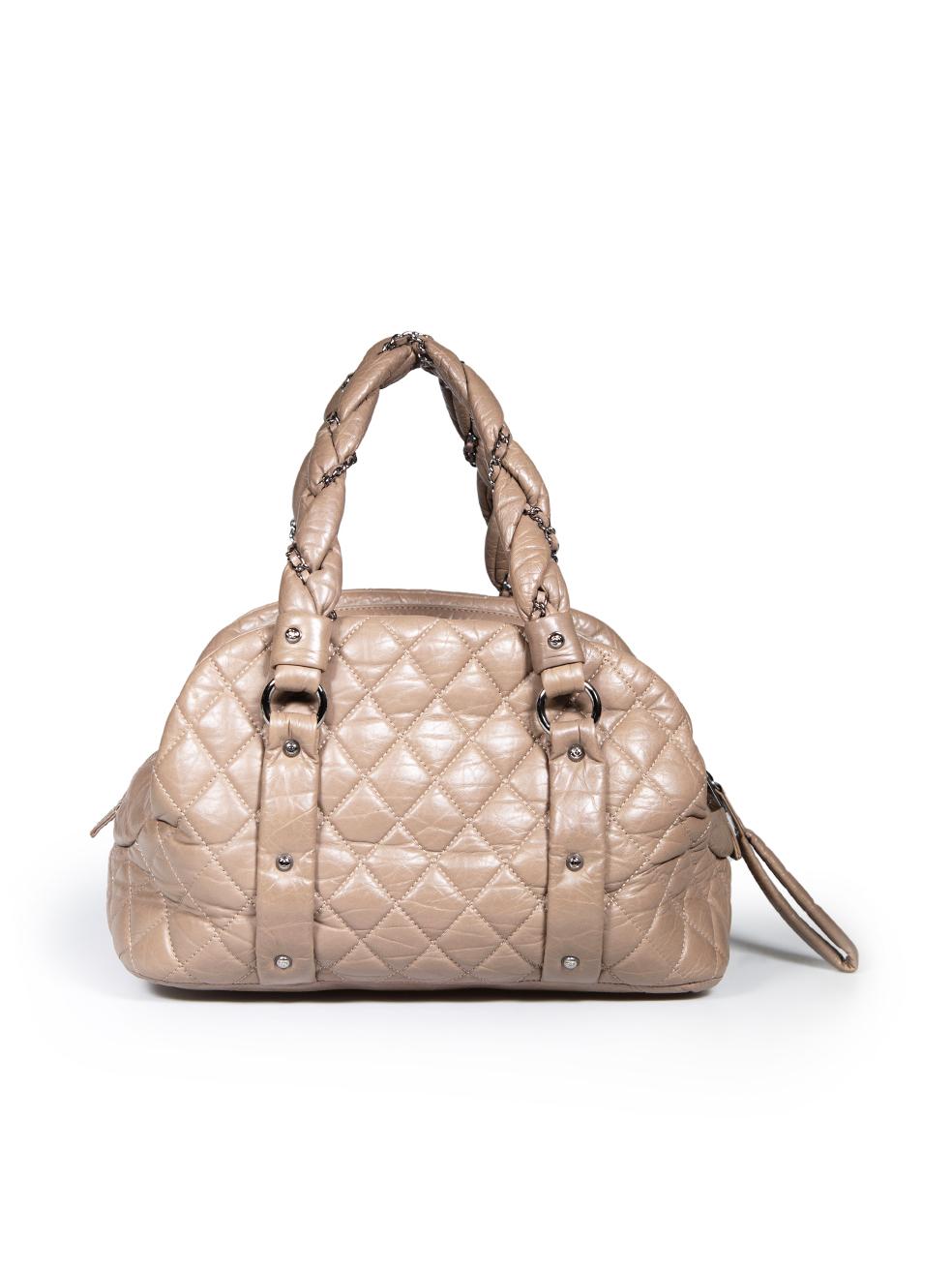 Chanel 2005-2006 Brown Lambskin Quilted Lady Braid Bowler Bag In Good Condition For Sale In London, GB