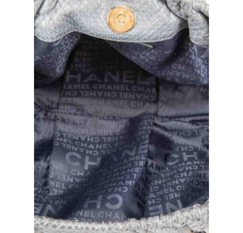 Chanel 2005 - 2006 Vintage Grey Snakeskin Evening Bag For Sale 1