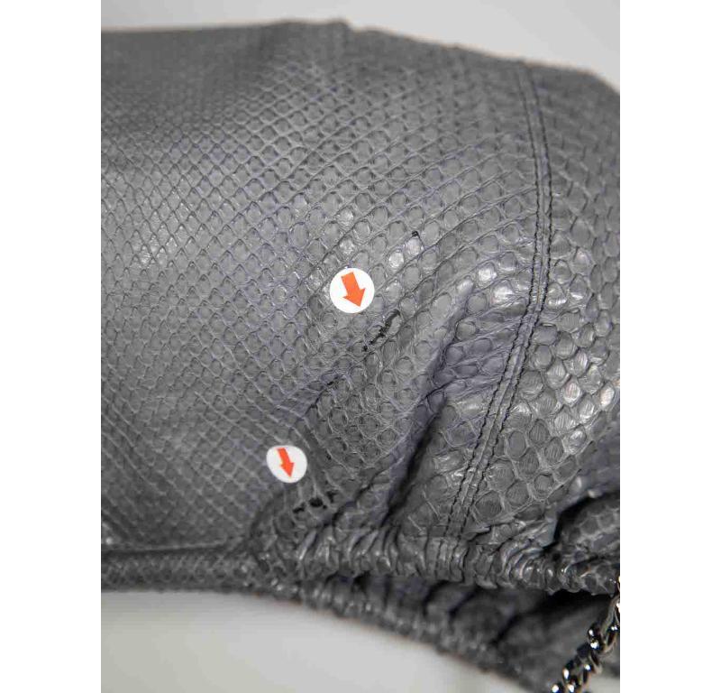 Chanel 2005 - 2006 Vintage Grey Snakeskin Evening Bag For Sale 2
