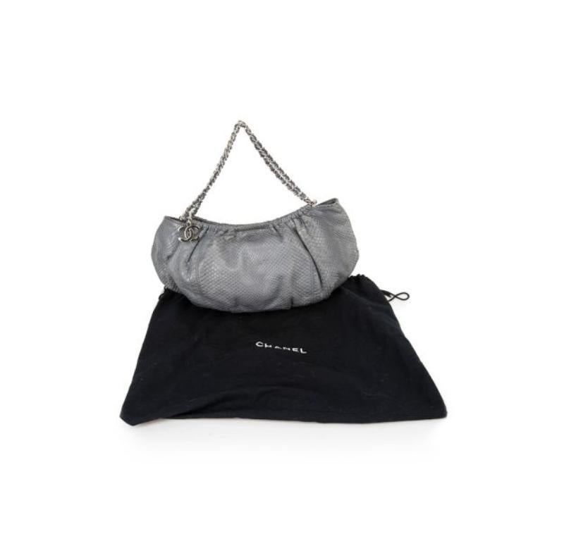 Chanel 2005 - 2006 Vintage Grey Snakeskin Evening Bag 3