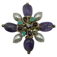 Chanel Broche ou pendentif en améthyste et perles, 2005