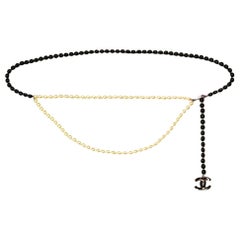 Chanel 2005 Black Bead and Faux Pearl CC Belt/ Necklace