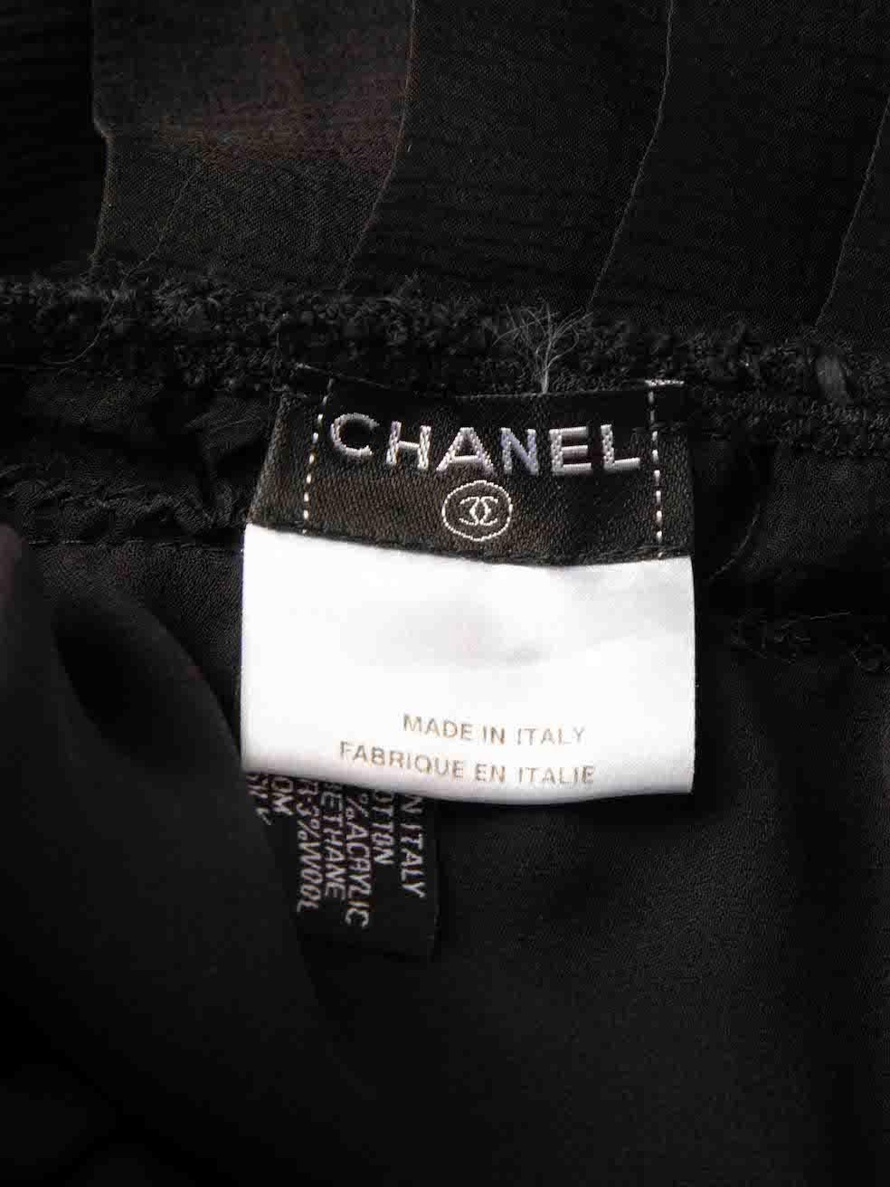 Chanel 2005 C Black Tweed Pattern Chiffon Top Size XL For Sale 2