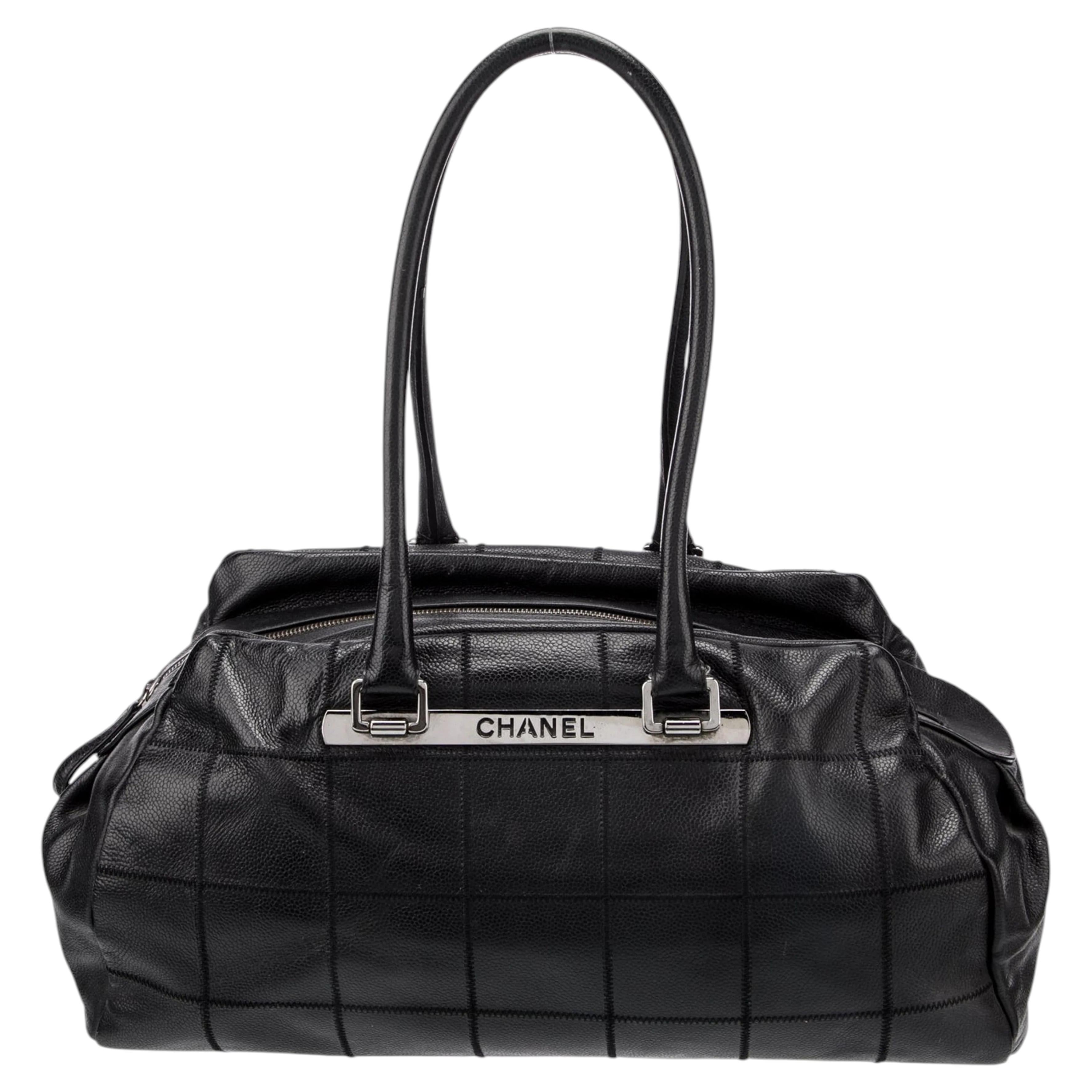 Chanel 2005 Caviar Square Quilt Large Executive Shopping Bag Cerf Tote For Sale