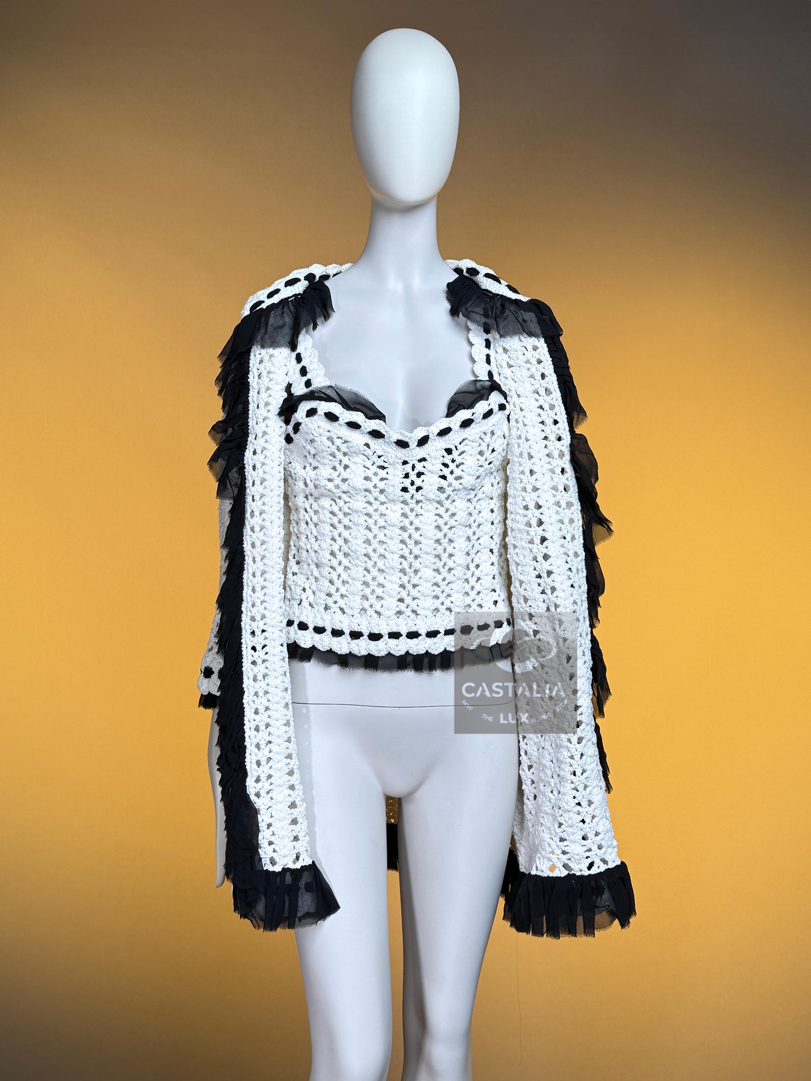 CHANEL 2005 Coleccionistas Crochet Couture Conjunto 40 FR en venta 6