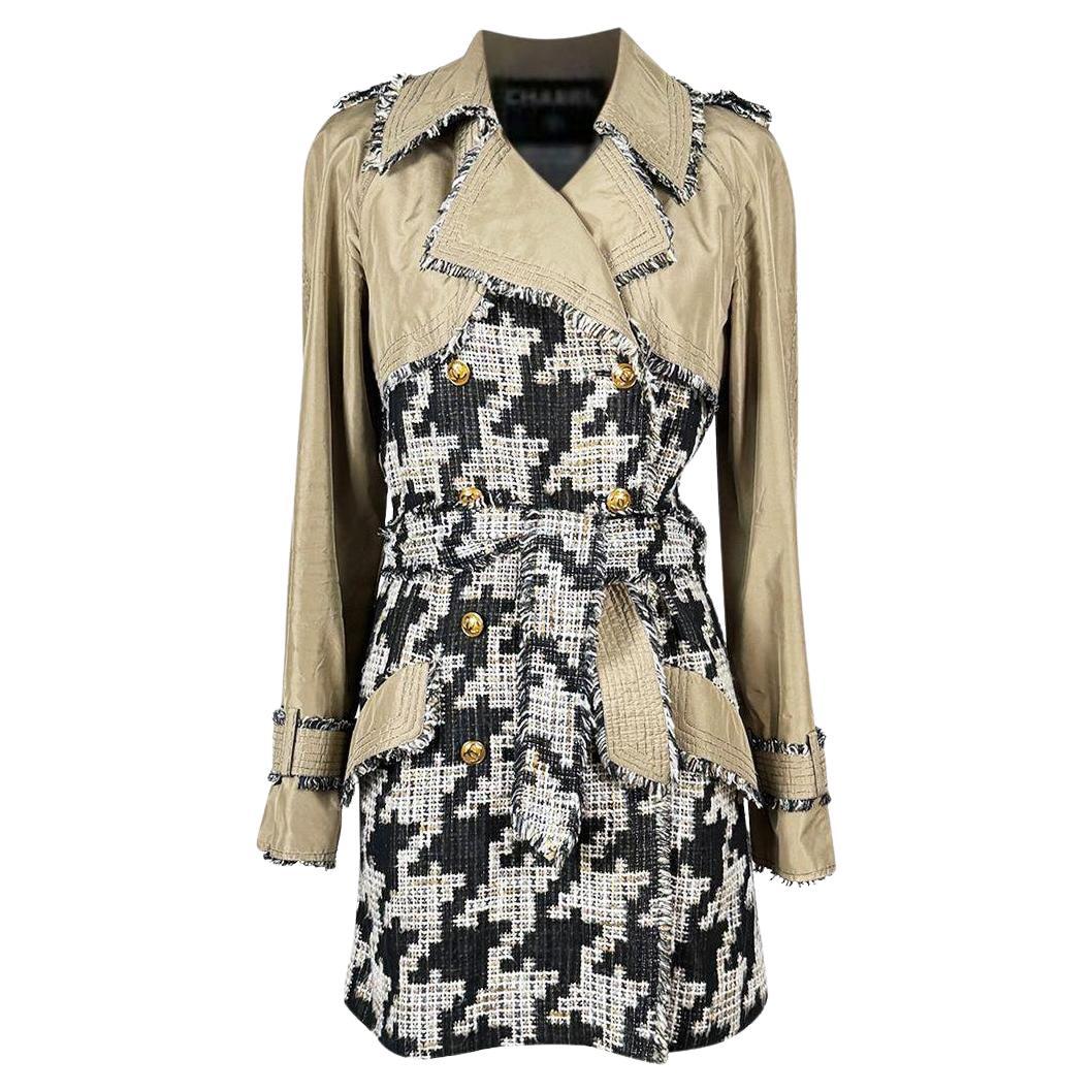 Chanel 2005 Connoisseurs Gem Houndstooth Tweed Trench 36 FR