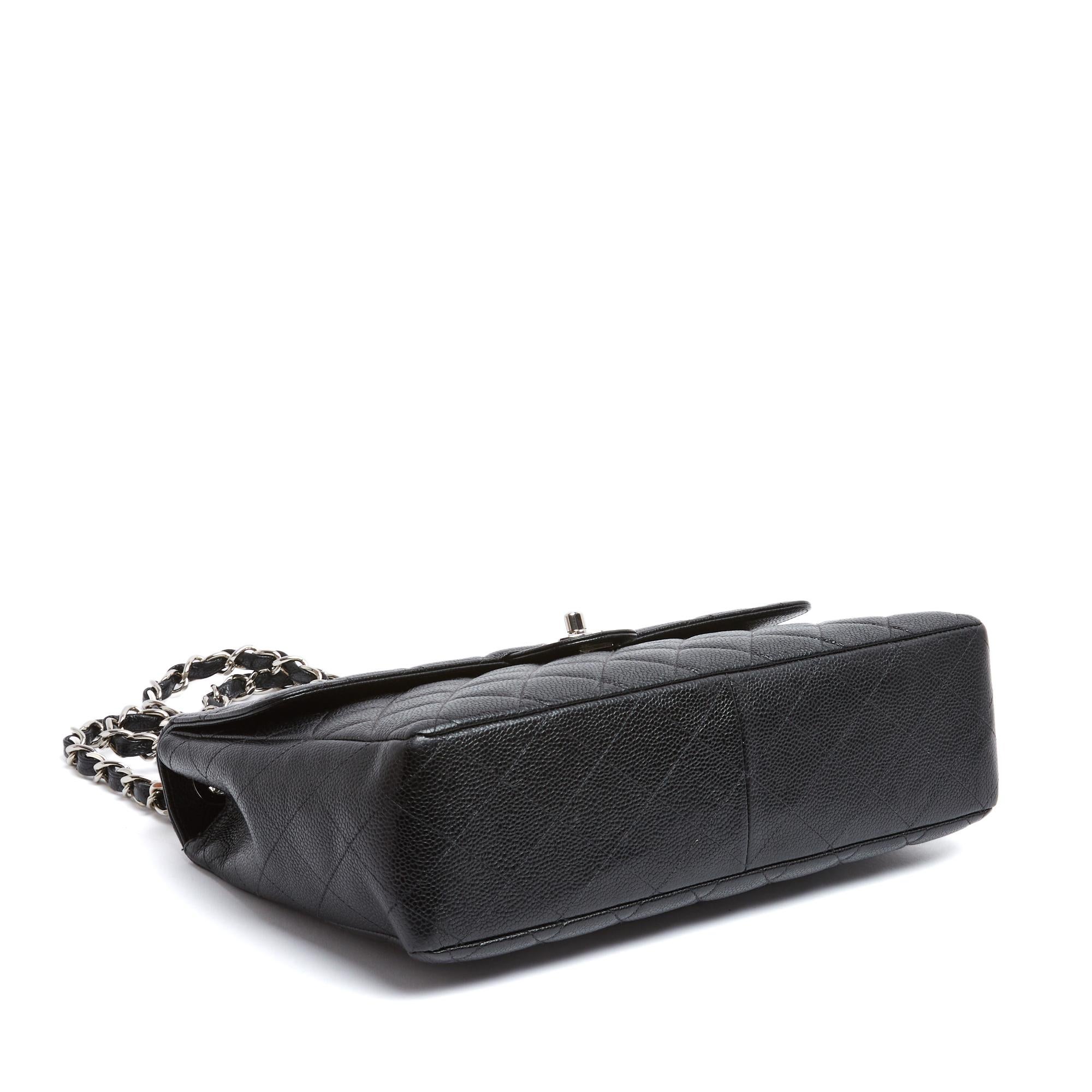 Chanel 2005 Grand Sac Classique CC Schwarz Silber Zeitlos Klassisch Maxi Tasche im Angebot 2