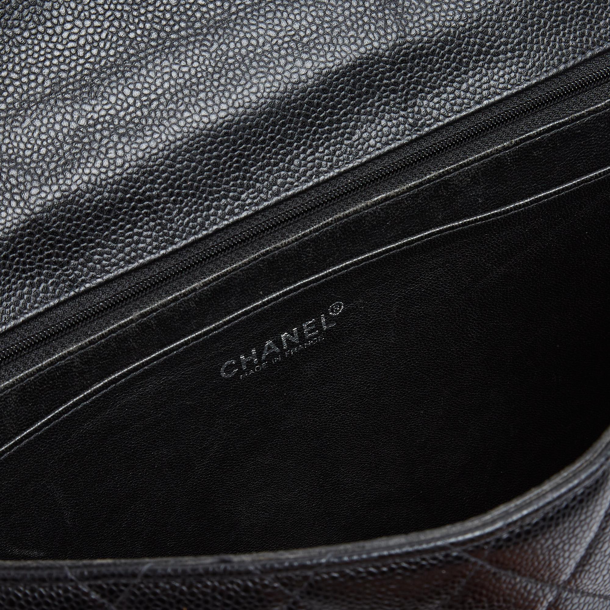 Chanel 2005 Grand Sac Classique CC Schwarz Silber Zeitlos Klassisch Maxi Tasche im Angebot 3