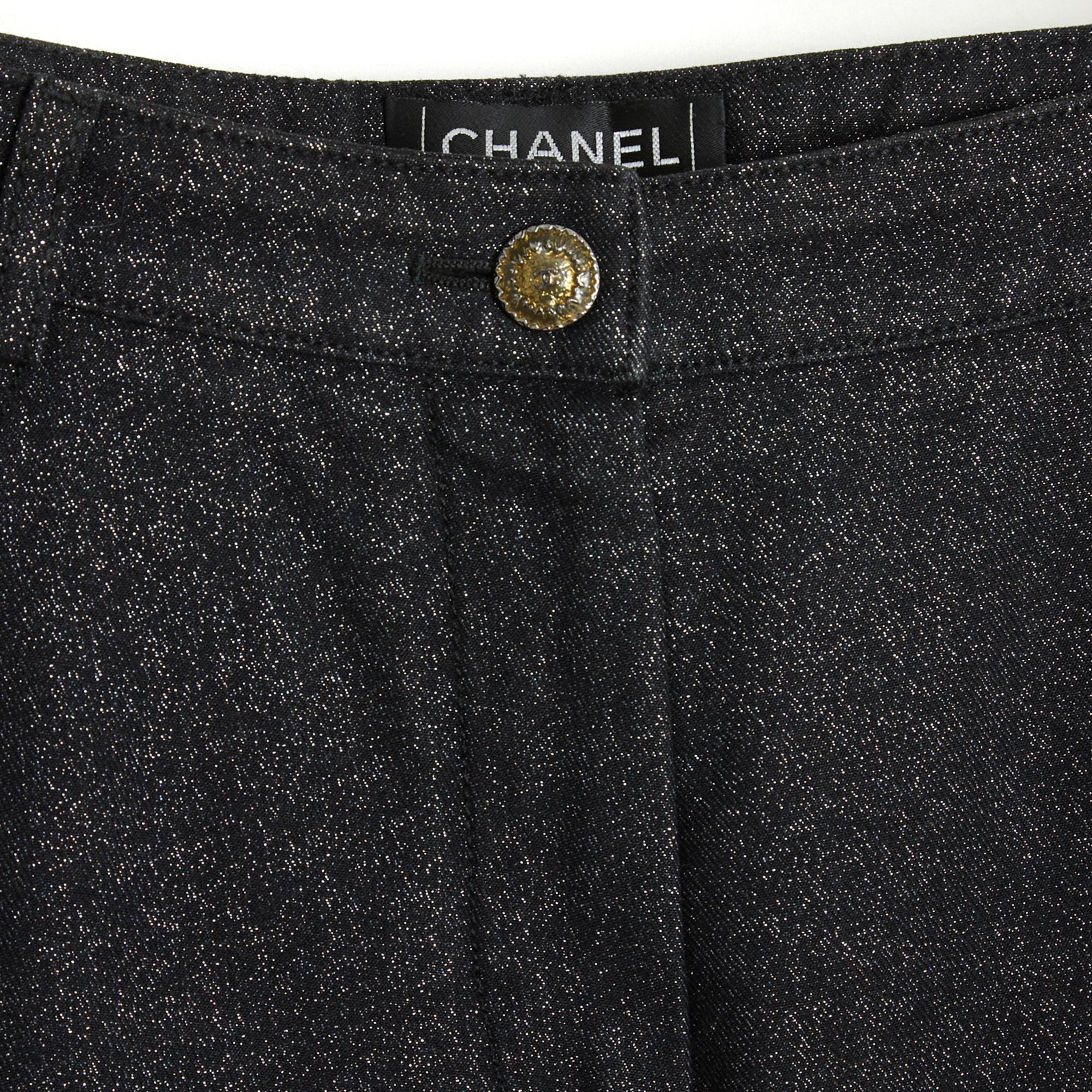 Chanel 2005 Jean FR38 Pantalón vaquero negro brillante UK10 US28 Negro en venta