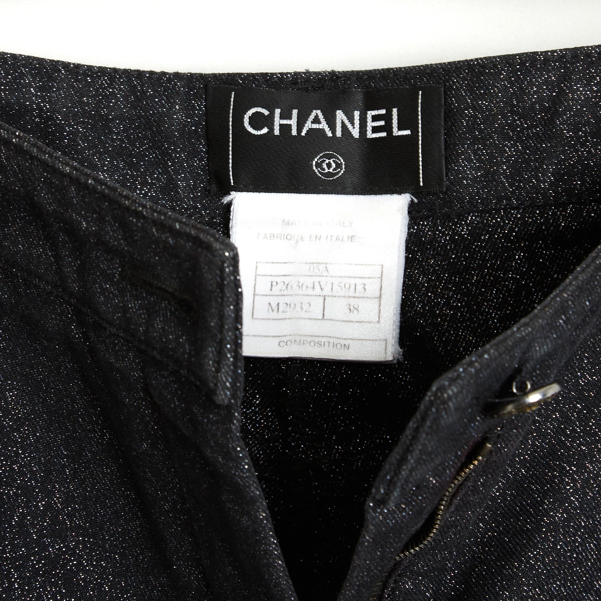 De las mujeres Chanel 2005 Jean FR38 Pantalón vaquero negro brillante UK10 US28 en venta