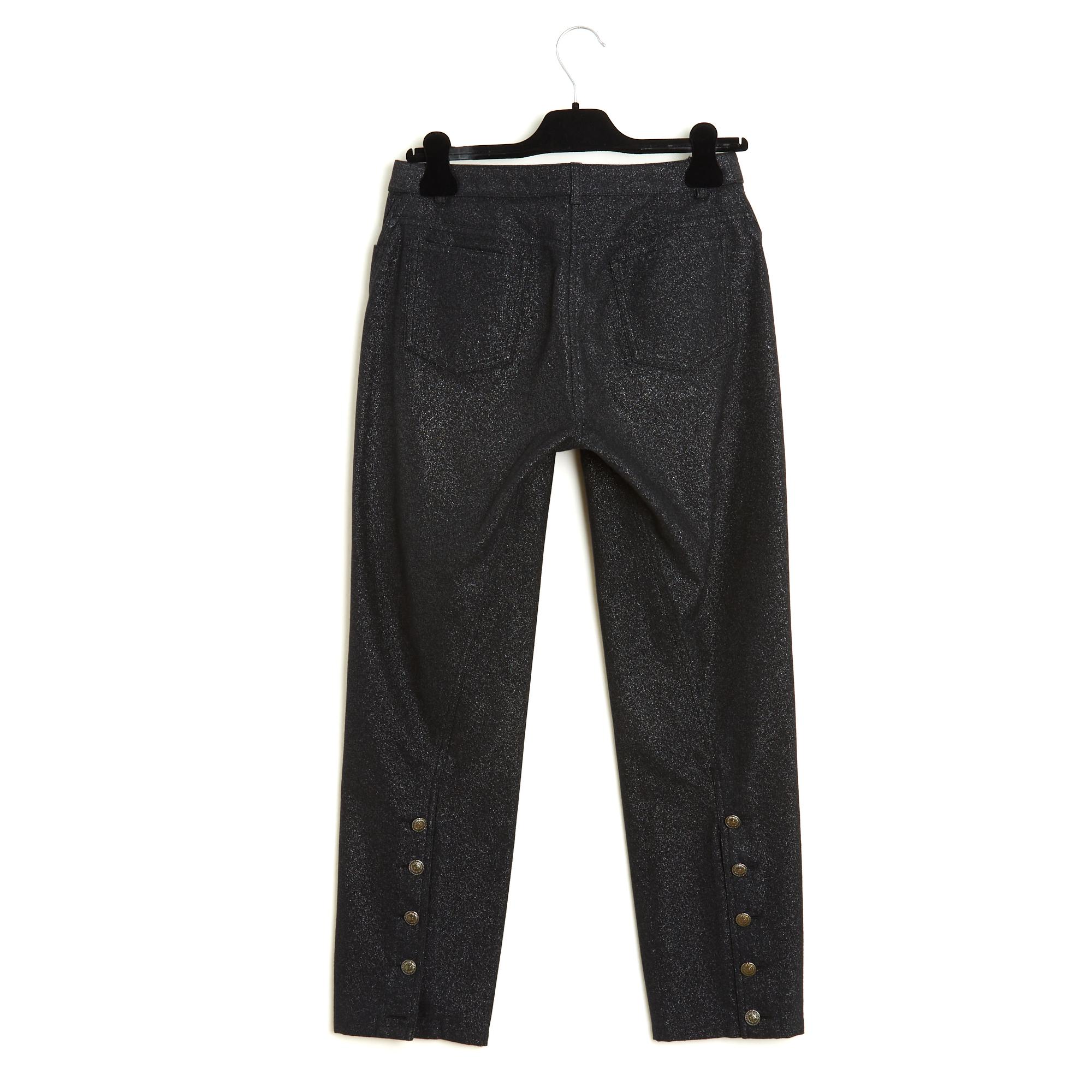 Chanel 2005 Jean FR38 Pantalón vaquero negro brillante UK10 US28 en venta 1