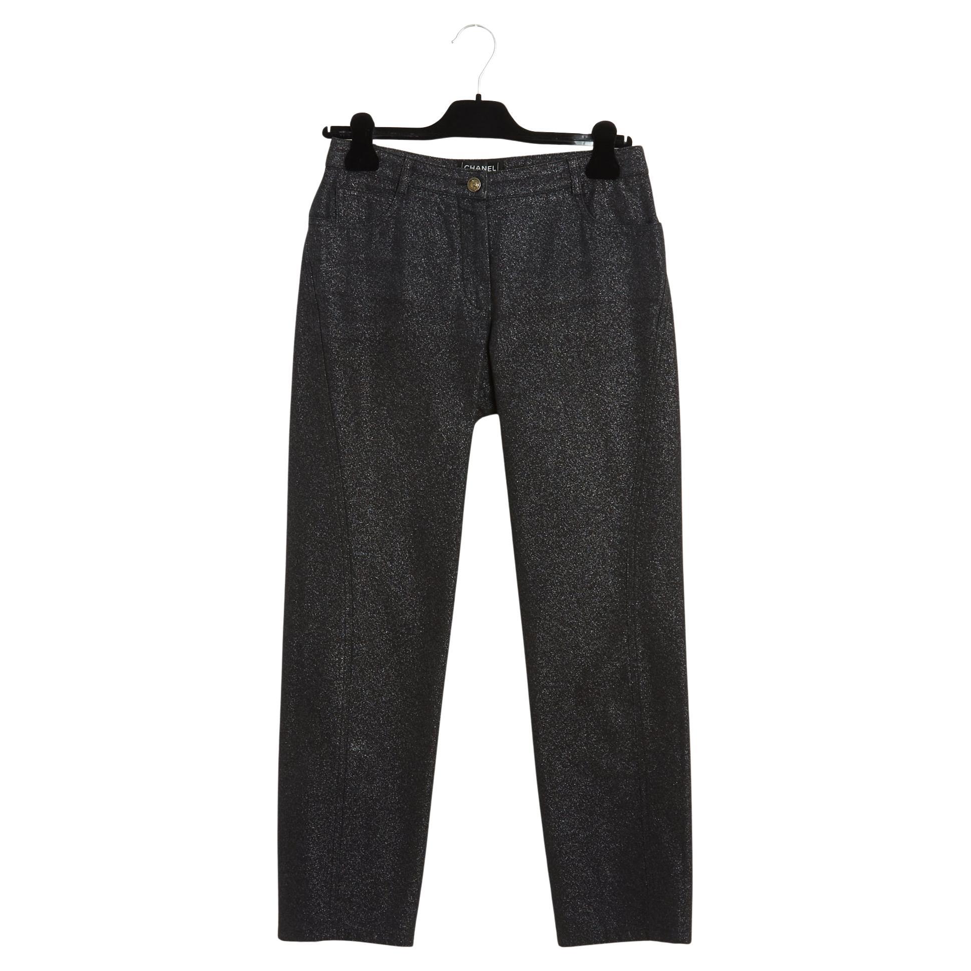 Chanel 2005 Jean FR38 Pantalón vaquero negro brillante UK10 US28 en venta