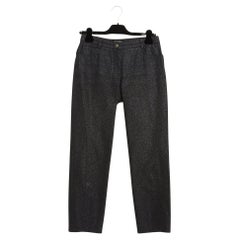 Chanel 2005 Jean FR38 Shiny Black Denim Pants Jeans UK10 US28