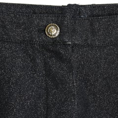 Chanel 2005 Jean Scintillant FR36 Shiny Black Denim Pants Jeans UK8 US27