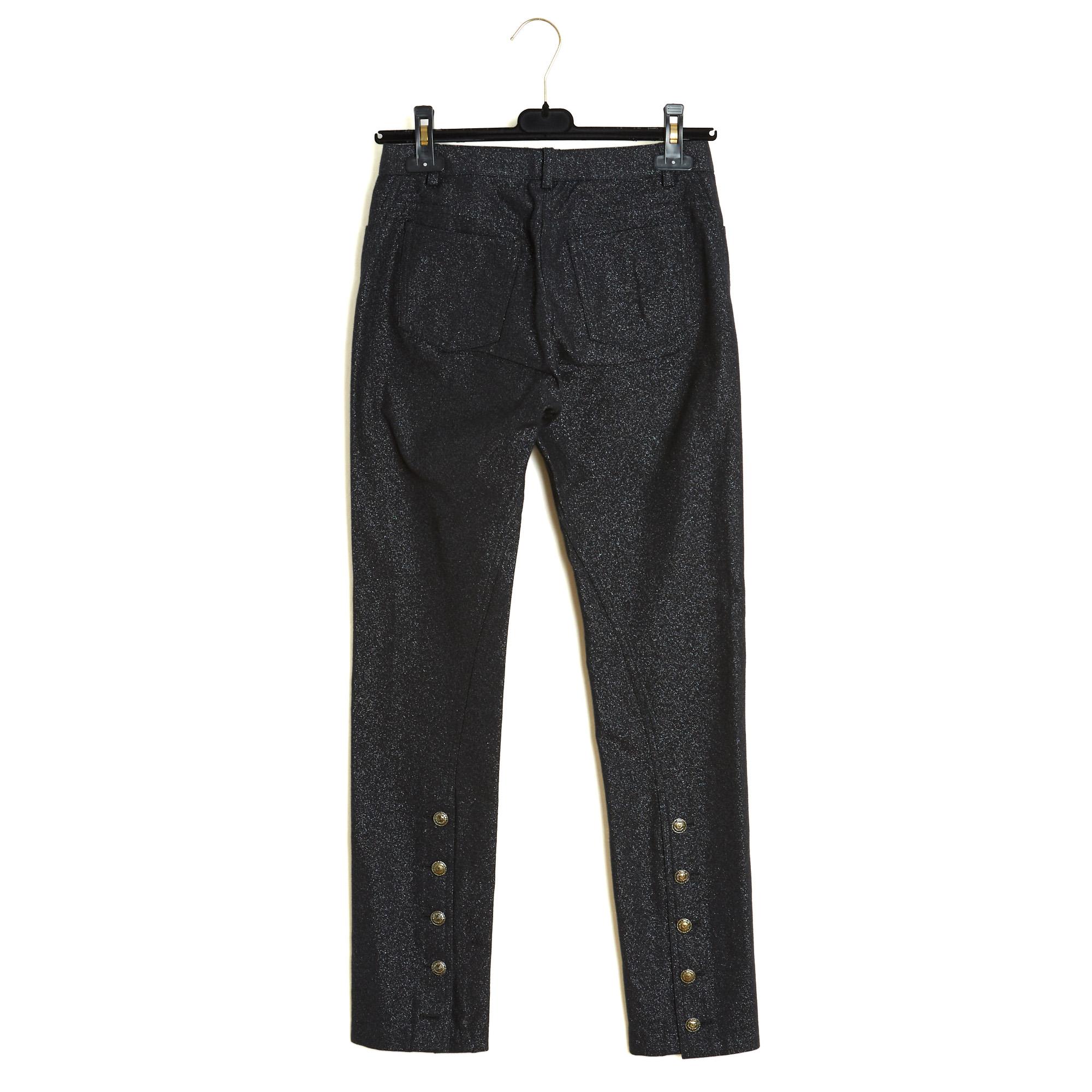 Chanel 2005 Jean Scintillant FR36 Pantaloni in denim nero lucido Jeans UK8 US27 in vendita 1