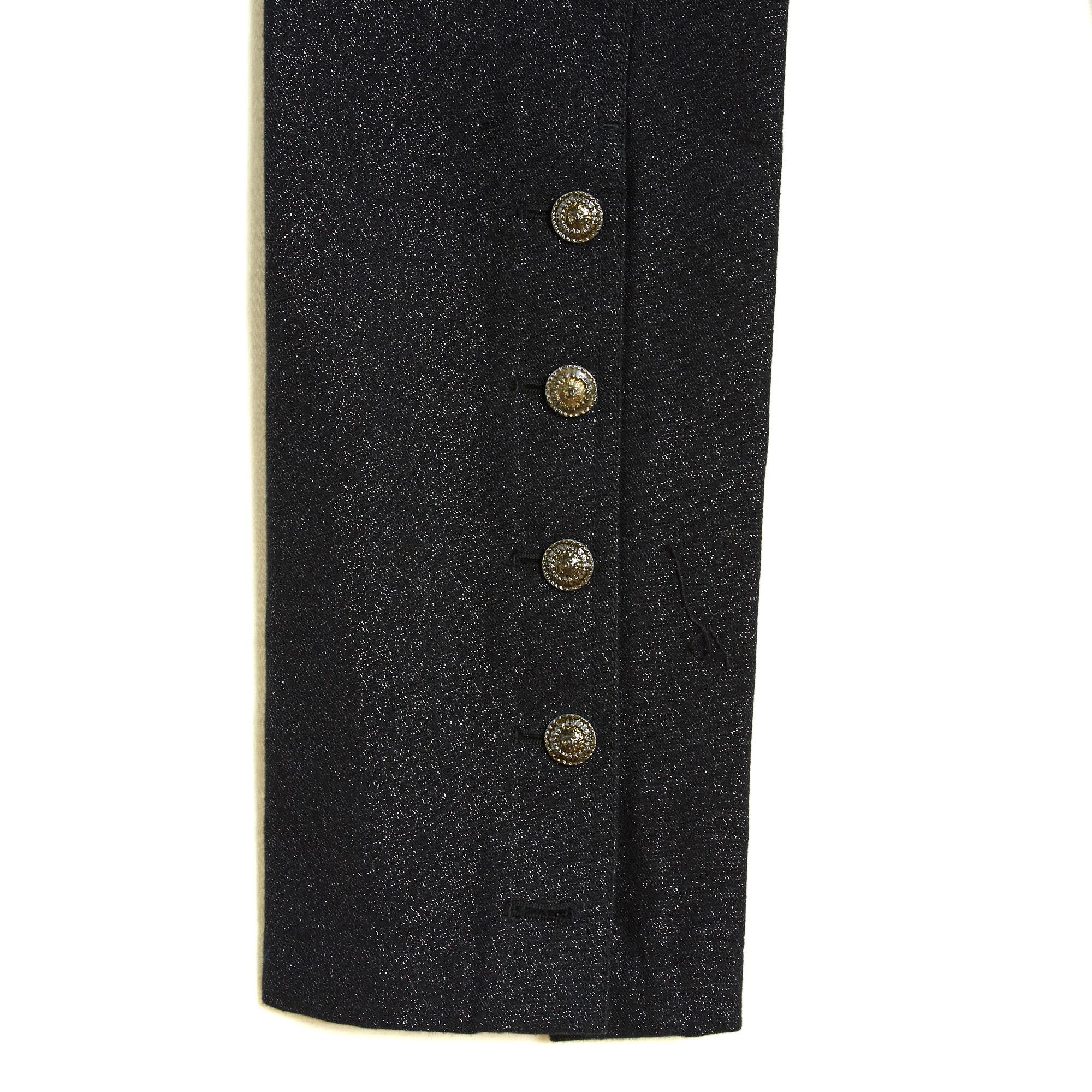 Chanel 2005 Jean Scintillant FR36 Pantaloni in denim nero lucido Jeans UK8 US27 in vendita 2