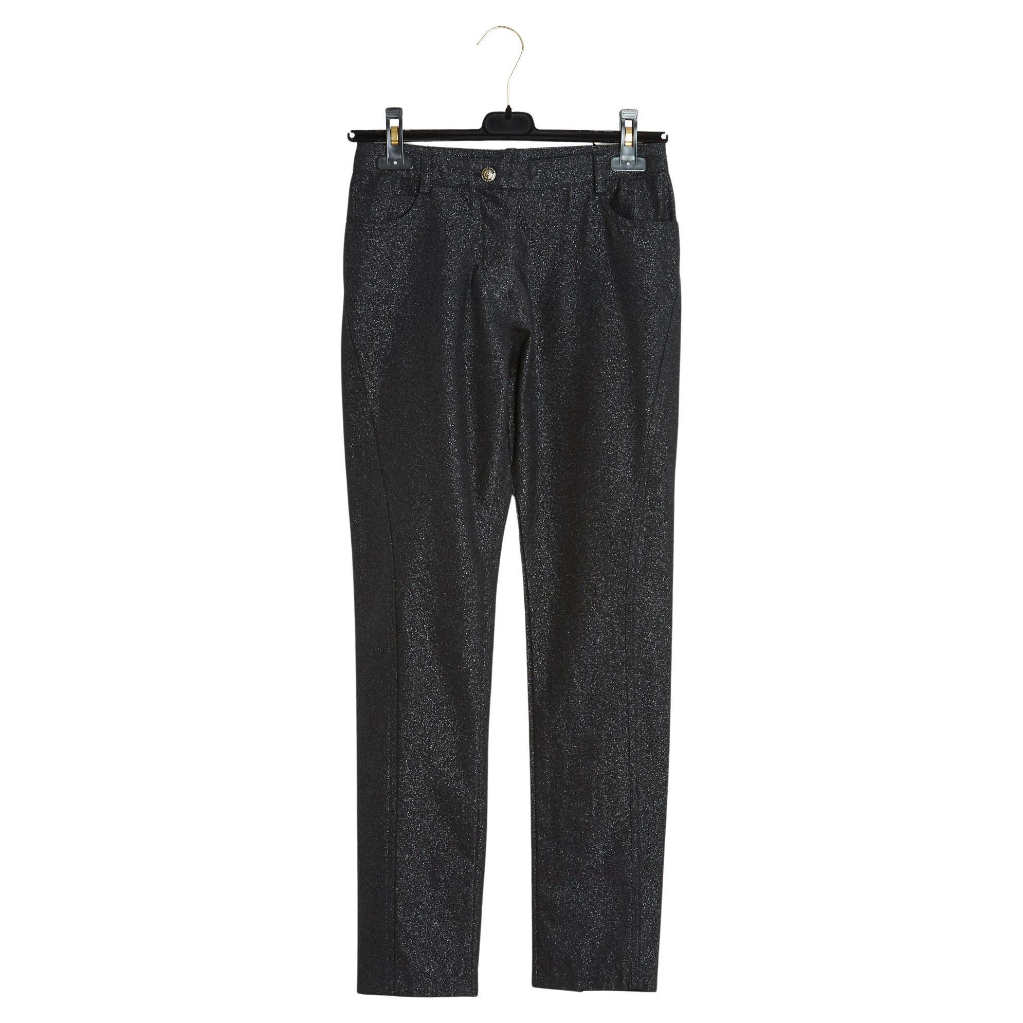 Chanel 2005 Jean Scintillant FR36 Pantaloni in denim nero lucido Jeans UK8 US27
