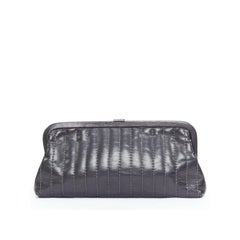 CHANEL 2005 Mademoiselle Ligne black lambskin kisslock clutch bag