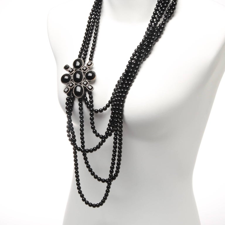 Chanel 2005 Multi-Strand Black Jet Bead Necklace For Sale at 1stDibs ...