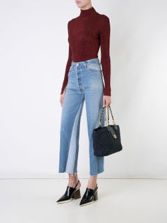 Chanel 2005 Rare Vintage Raffia Woven Black Straw and Leather Basket Tote