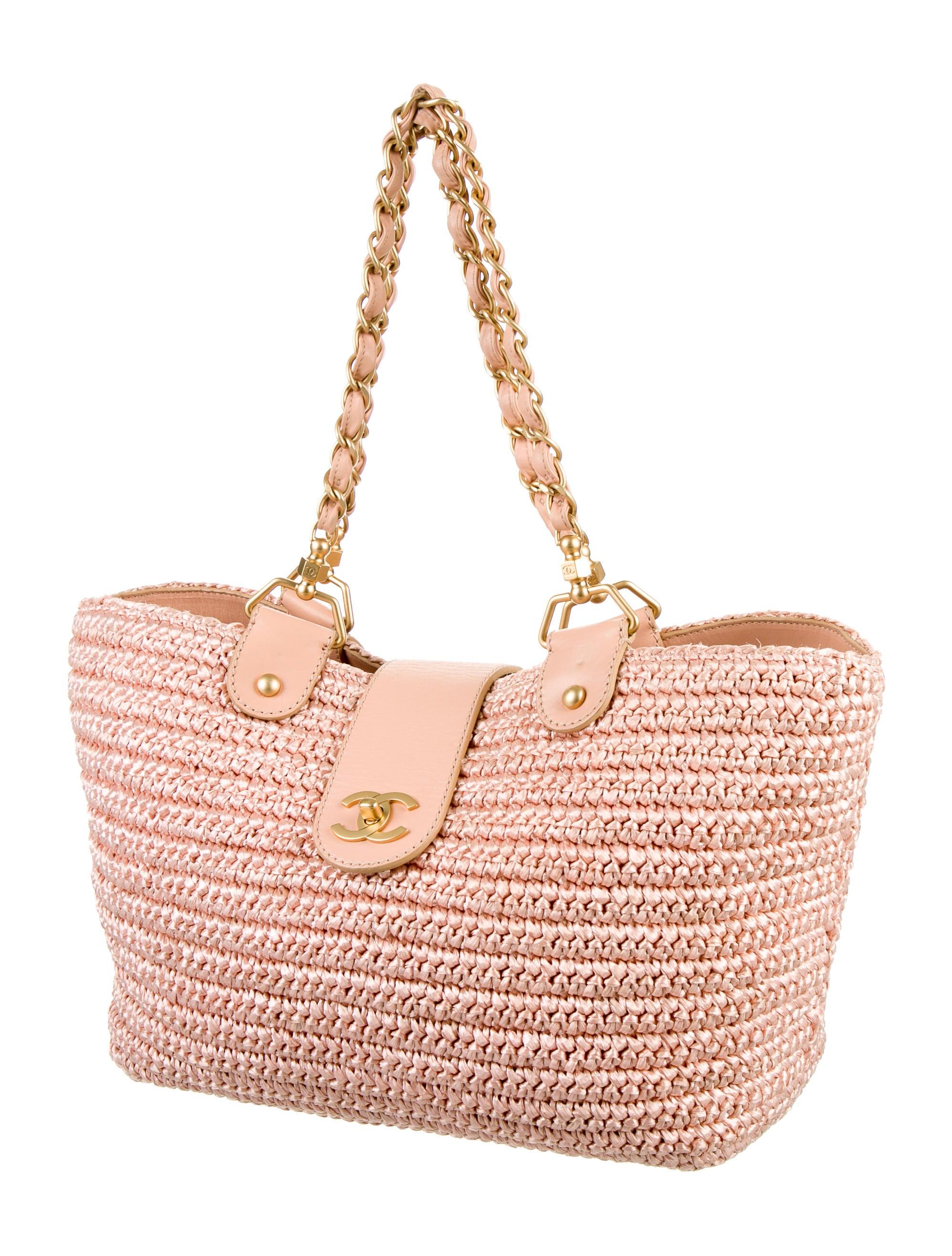 chanel raffia tote