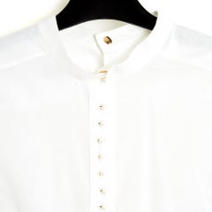 Chanel 2005 Top perles FR38 White Poplin Pearl Buttons Shirt Blouse UK10 US8