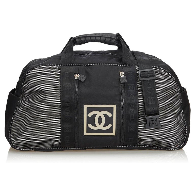 Chanel 2005 Vintage Black CC Nylon Sport Mesh Large Gym Travel Duffle Bag  For Sale at 1stDibs