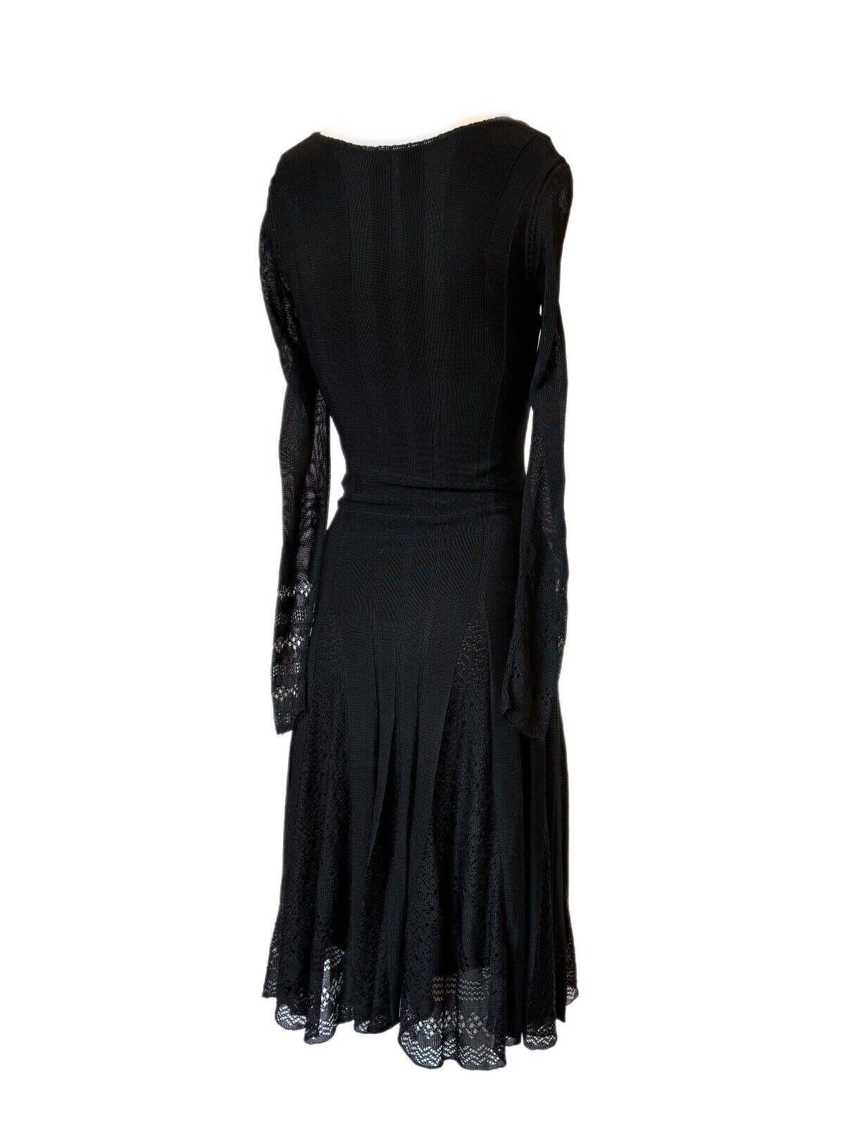 Women's CHANEL 2005 vintage black pointelle long sleeve dress For Sale