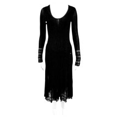CHANEL 2005 vintage black pointelle long sleeve dress