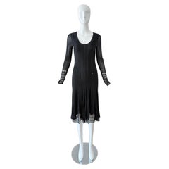 CHANEL 2005 vintage black pointelle long sleeve dress