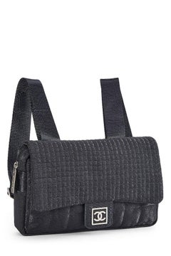 Chanel 2005 Used Rare Black Nylon Coco Niege Sport Duma Clasic Flap Backpack