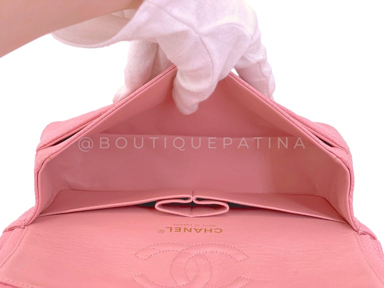 Chanel vintage classic flap mini square caviar bag in Sakura pink SHW  [authentic]