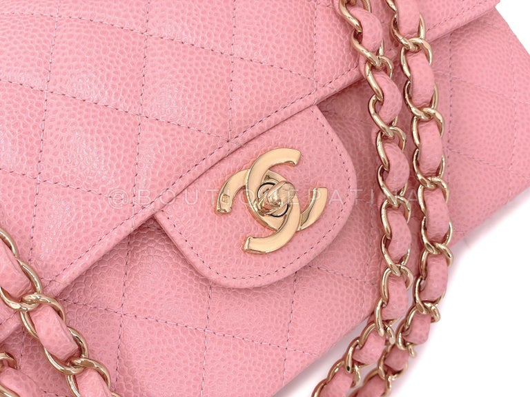 Chanel Vintage Classic Medium Flap Sakura Pink Quilted Caviar 24K Gold-plated  hardware