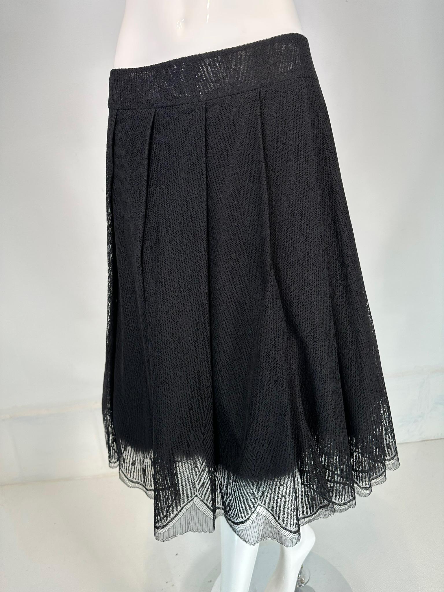 Chanel  2005A Layered Black Tulle & Silk Pleated Skirt with Ostrich Feather Hem 6