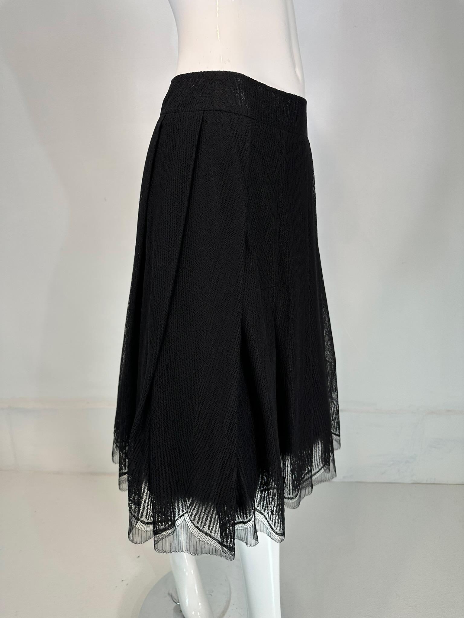 Chanel  2005A Layered Black Tulle & Silk Pleated Skirt with Ostrich Feather Hem 7